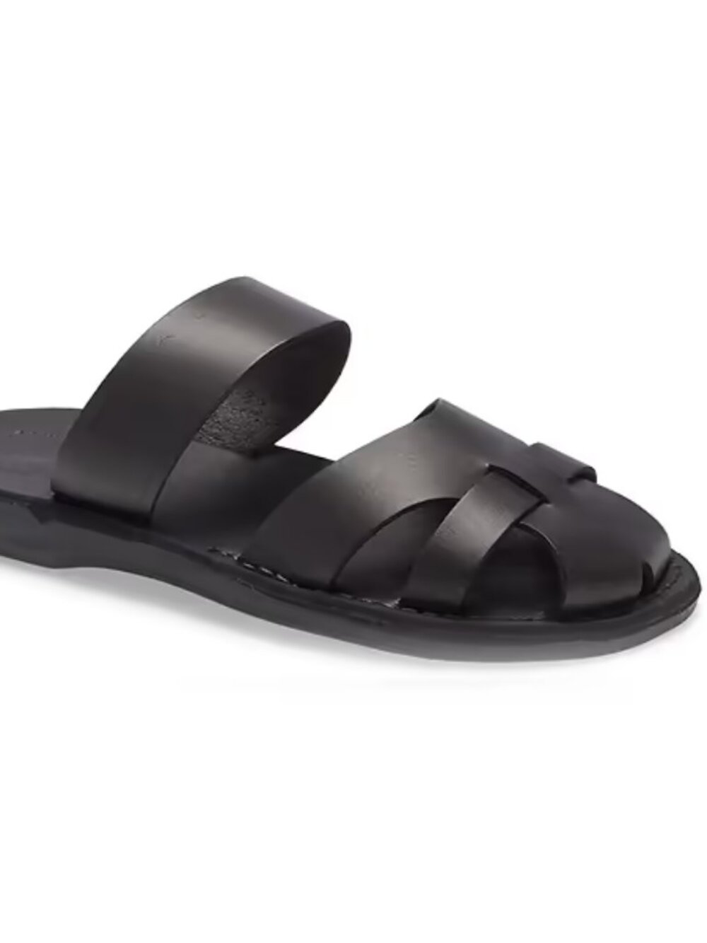 Jerusalem Sandals Men's Black Adino Leather Close Toe Slip-On Slide Sandal Sz 13